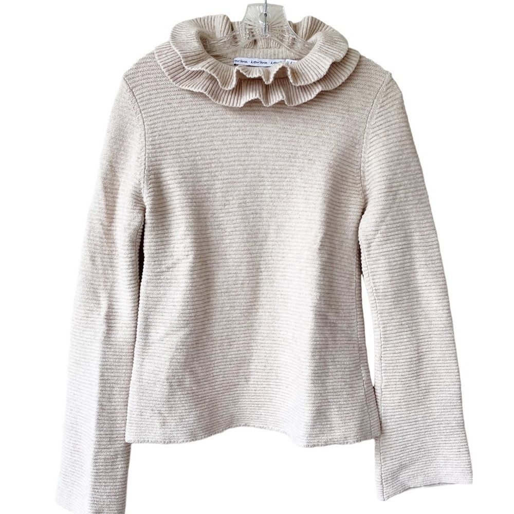 & OTHER STORIES  Woman Sweater‎  Ruffle  Cream Color coquette Size Small